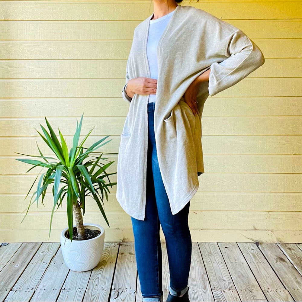 DONNI. | NWT Grey Ribbed Sweater Coat | OSFA